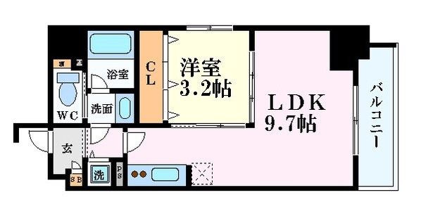 北浜駅 徒歩3分 6階の物件間取画像